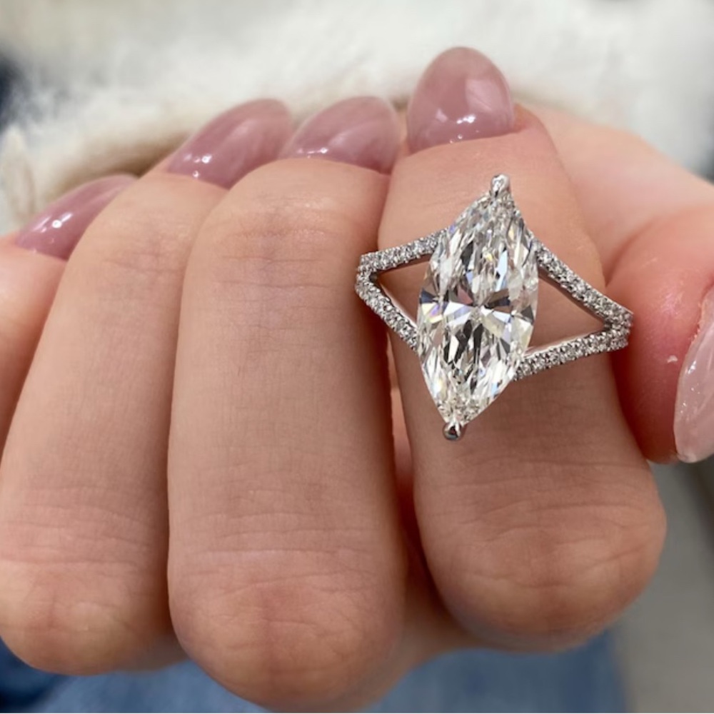 S925 Sterling Silver Marquise Cubic Zircon Ring. New.